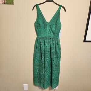 Antonio Melani Kelly Green Size 0 Sleeveless Cocktail Dress Lace Knee Length
